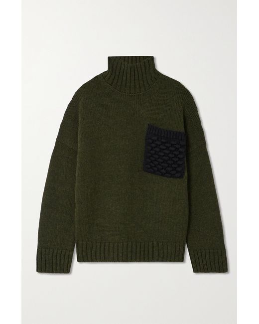 J.W.Anderson Oversized Cotton-paneled Knitted Turtleneck Sweater