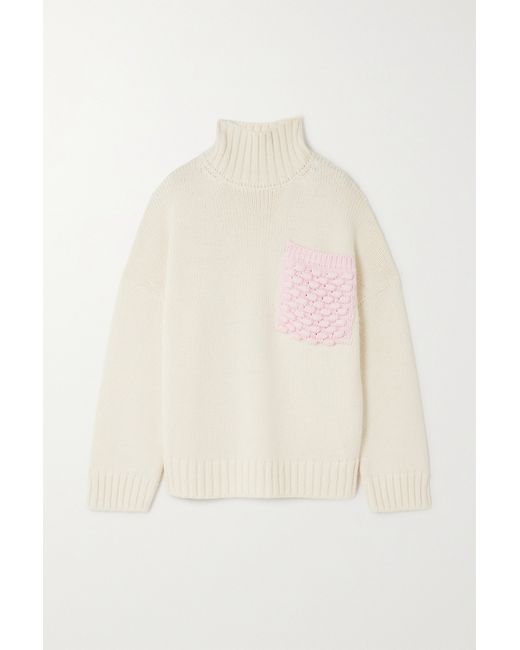 J.W.Anderson Oversized Cotton-paneled Knitted Turtleneck Sweater