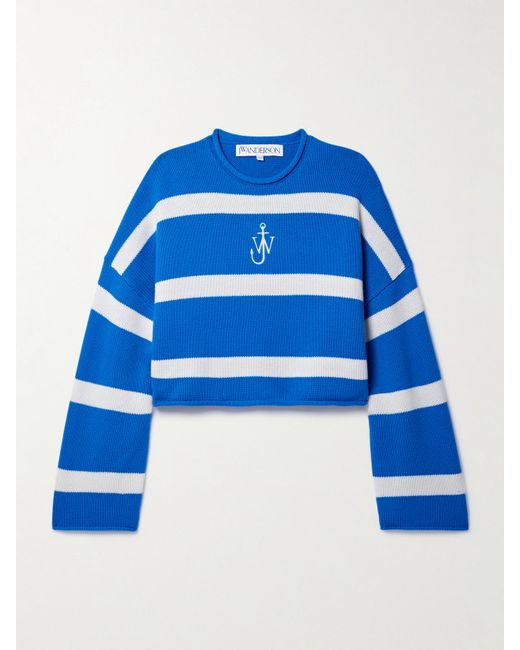 J.W.Anderson Embroidered Striped Wool And Cashmere-blend Sweater