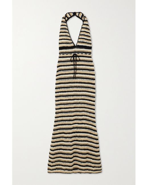 Faithful the Brand Net Sustain Torcello Striped Crocheted Cotton Maxi Dress
