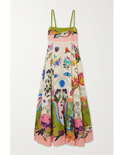 Alémais Net Sustain Meagan Boyd Evergreen Printed Linen Midi Dress