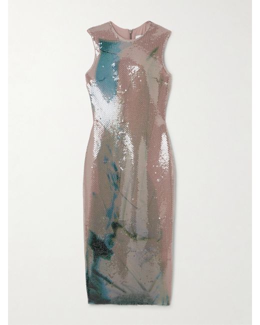 16Arlington Aveo Printed Sequined Chiffon Midi Dress
