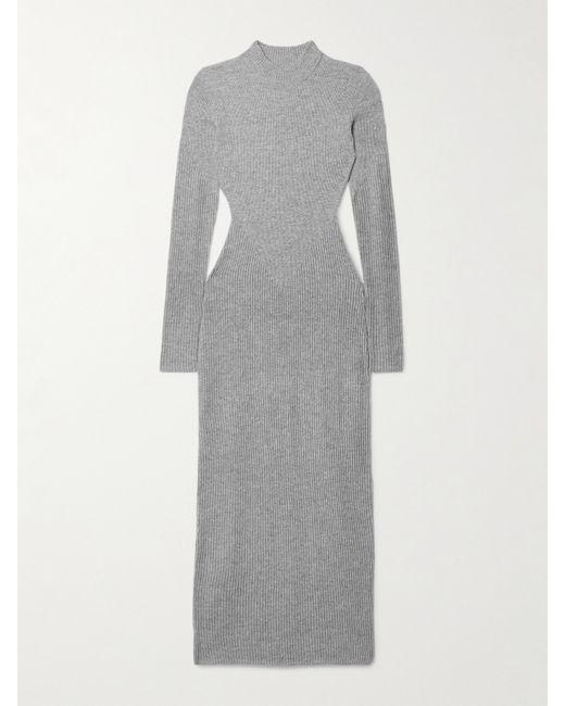 Staud Ramona Ribbed Wool-blend Midi Dress