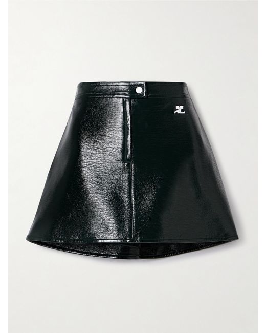 Courrèges Reedition Appliquéd Coated Cotton-blend Mini Skirt
