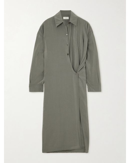 Lemaire Silk-blend Midi Wrap Shirt Dress