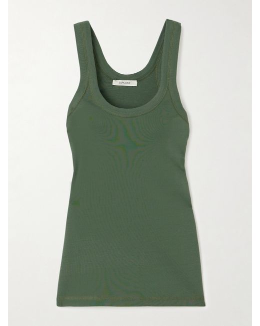 Lemaire Ribbed Cotton Tank Top Army