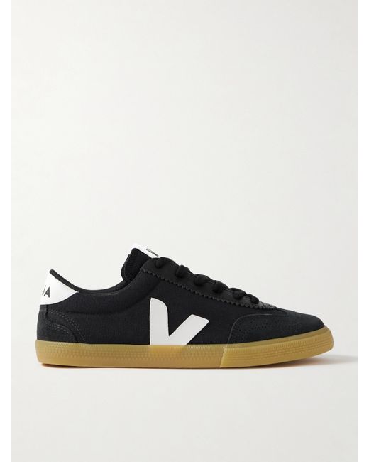 Veja Volley Suede And Leather-trimmed Canvas Sneakers