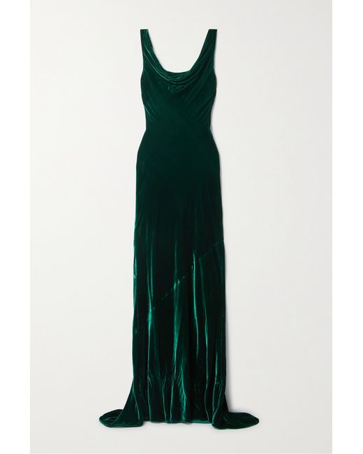 Saloni Asher Velvet Gown Emerald