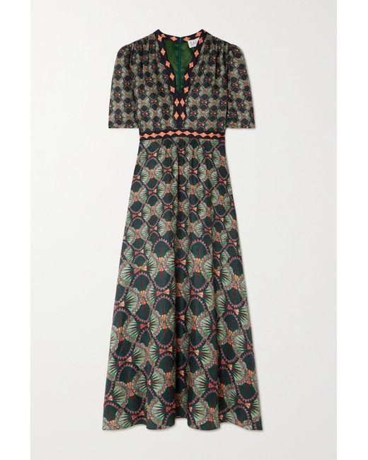 Saloni Tabitha Printed Silk-jacquard Midi Dress