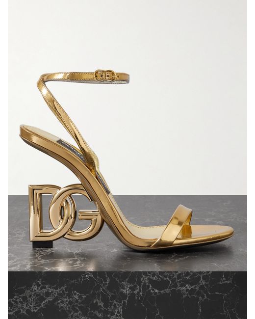 Dolce & Gabbana Formale Embellished Metallic Leather Sandals