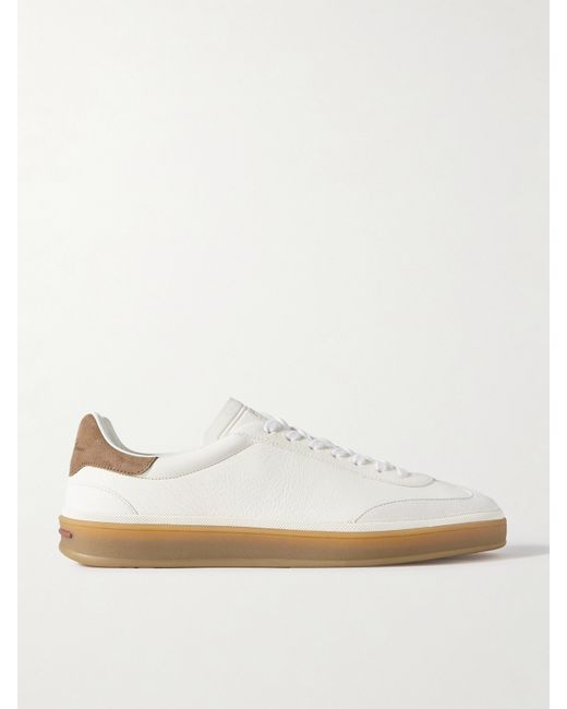 Loro Piana Tennis Walk Suede-trimmed Leather Sneakers
