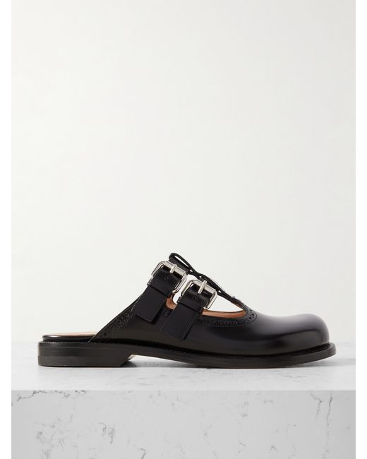 Loewe Campo Buckled Leather Mules