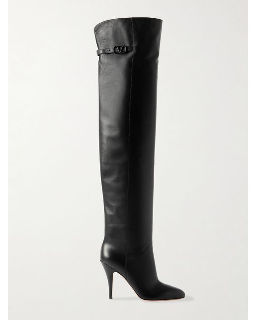 Valentino Garavani 105 Buckle-embellished Leather Over-the-knee Boots