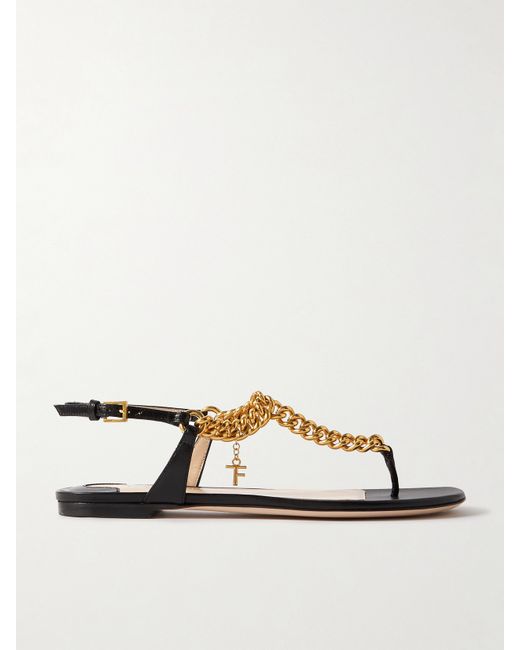Tom Ford Zenith Chain-embellished Leather Slingback Sandals