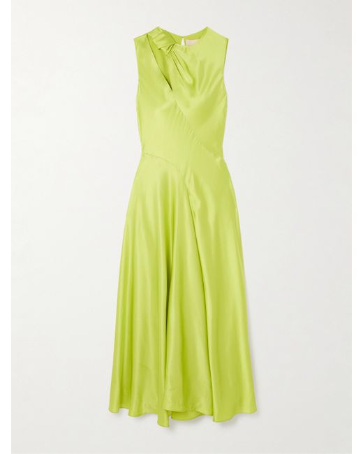 Roksanda Alma Asymmetric Knotted Silk-satin Maxi Dress