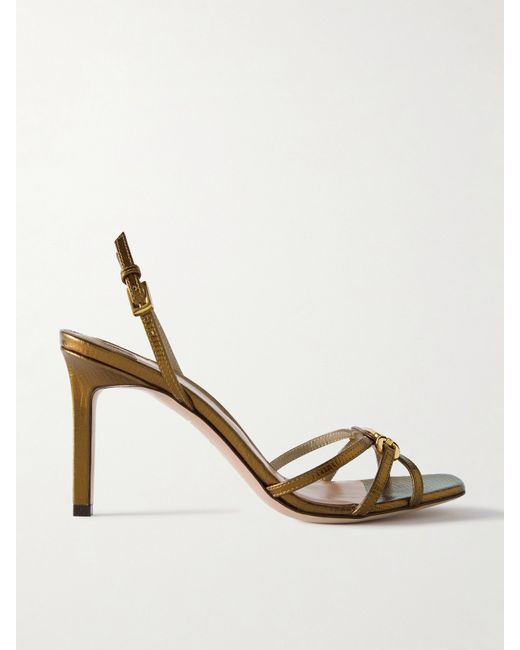 Tom Ford Whitney Embellished Lizard-effect Leather Sandals Bronze