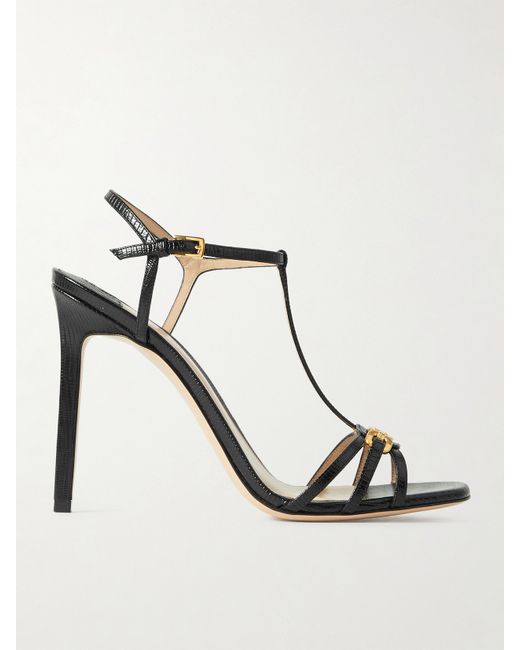 Tom Ford Whitney Embellished Lizard-effect Leather Sandals