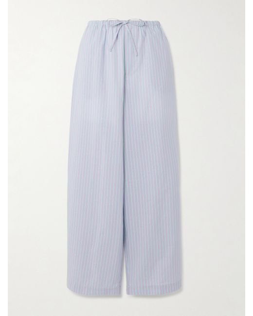 Baserange Striped Cotton-poplin Pants Lilac