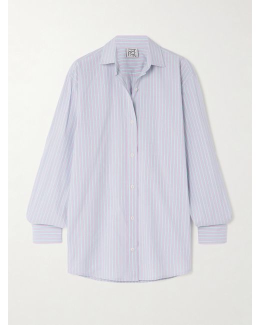 Baserange Striped Cotton-poplin Shirt Lilac