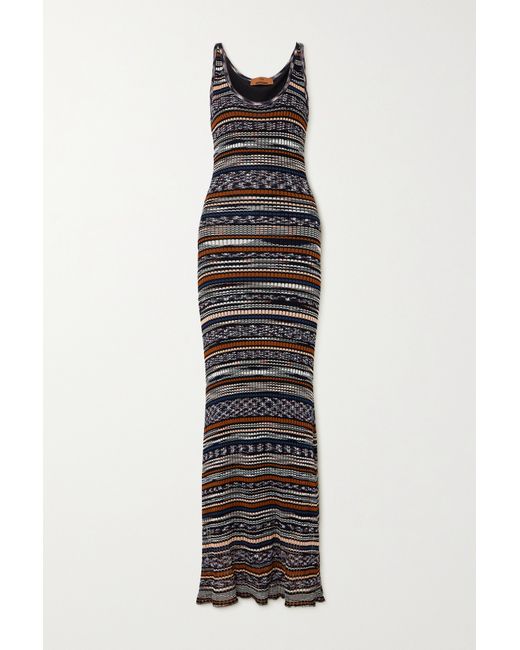 Missoni Striped Crochet-knit Maxi Dress