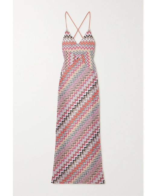 Missoni Striped Metallic Crochet-knit Maxi Dress
