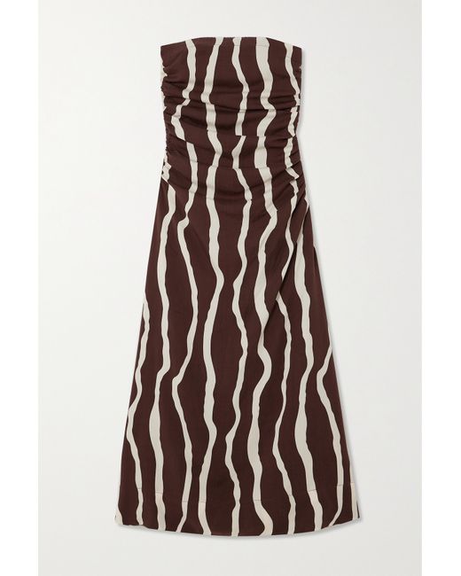 Faithful the Brand Net Sustain Sicilia Strapless Striped Lenzing Lyocell-satin Midi Dress