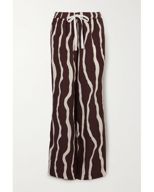 Faithful the Brand Net Sustain Simena Zebra-print Lenzing Lyocell Satin Straight-leg Pants