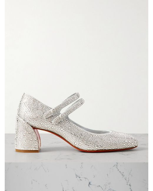 Christian Louboutin Miss Jane Strass 55 Crystal-embellished Suede Pumps