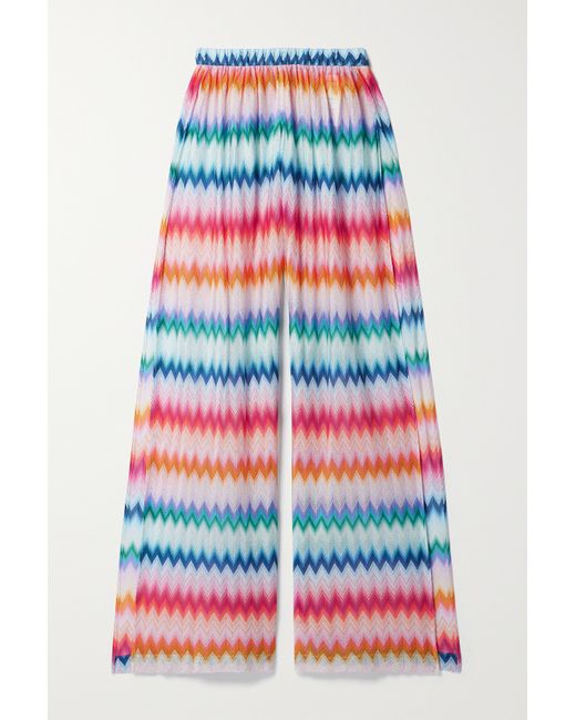 Missoni Striped Metallic Crochet-knit Wide-leg Pants