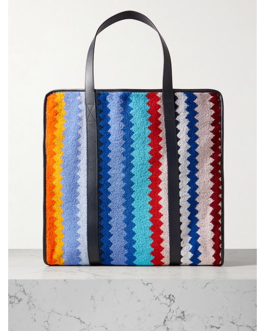 Missoni Cecil Leather-trimmed Striped Cotton-terry Tote