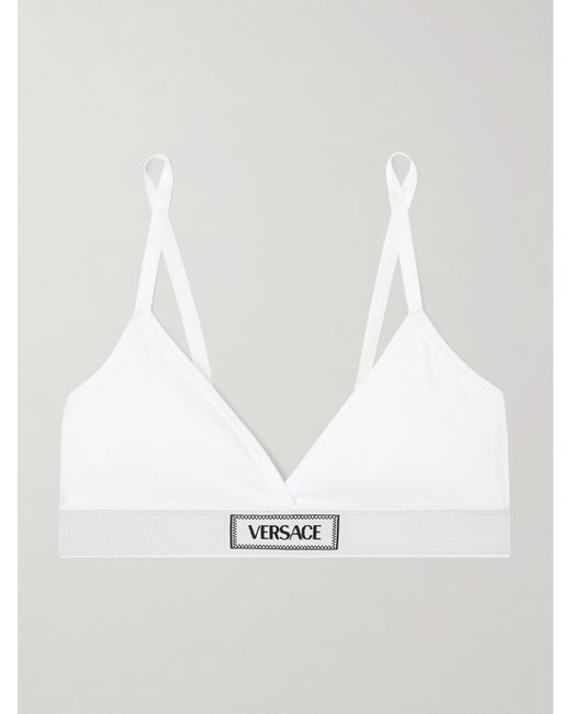 Versace Ribbed Stretch-cotton Soft-cup Triangle Bra