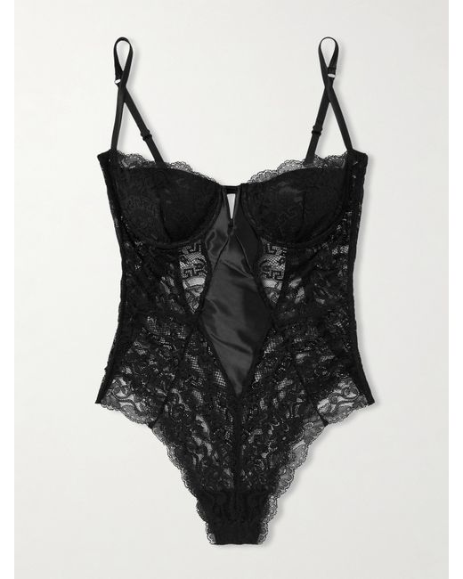 Versace Scalloped Lace And Stretch-satin Underwired Bodysuit
