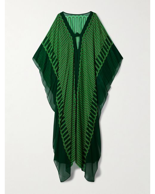 Johanna Ortiz Net Sustain Tejiendo El Tropico Embroidered Printed Chiffon Maxi Dress