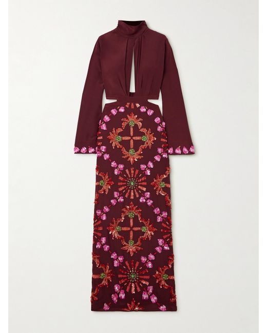 Johanna Ortiz Net Sustain Aurora Mágica Sequin-embellished Cutout Silk Maxi Dress