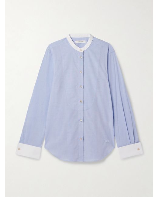Wales Bonner River Poplin-trimmed Embroidered Cotton-chambray Shirt