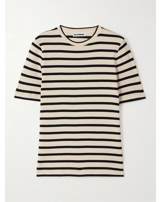 Jil Sander Appliquéd Striped Cotton-jersey T-shirt