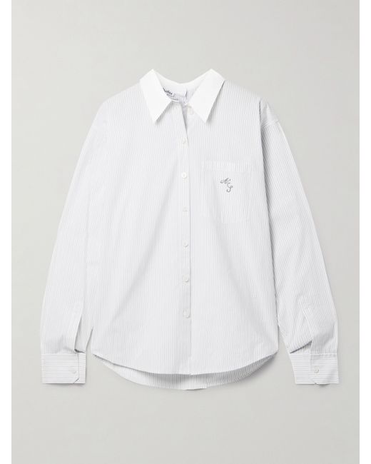 Acne Studios Embroidered Pinstriped Cotton-poplin Shirt