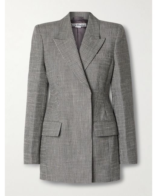 Acne Studios Double-breasted Striped Linen-blend Blazer