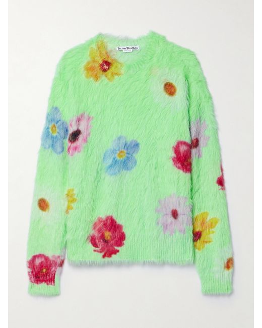 Acne Studios Floral-print Brushed Knitted Sweater