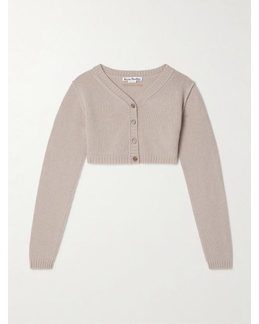 Acne Studios Cropped Wool And Cashmere-blend Cardigan Neutral