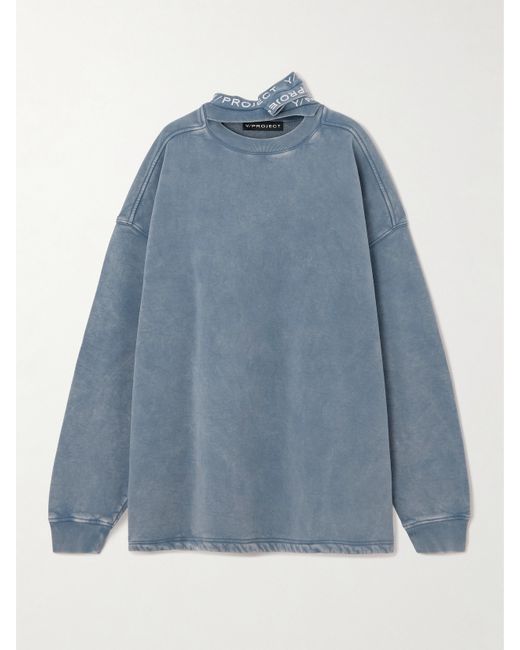 Y / Project Triple Collar Garment-dyed Cotton-jersey Sweatshirt