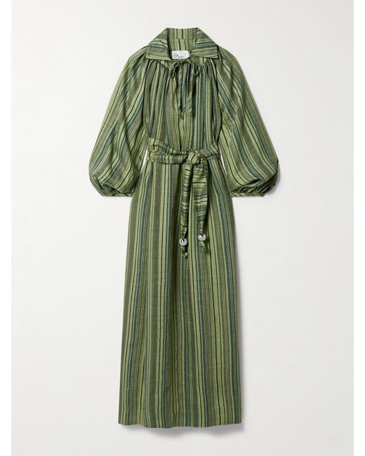 Lisa Marie Fernandez Net Sustain Poet Belted Striped Linen-blend Maxi Dress