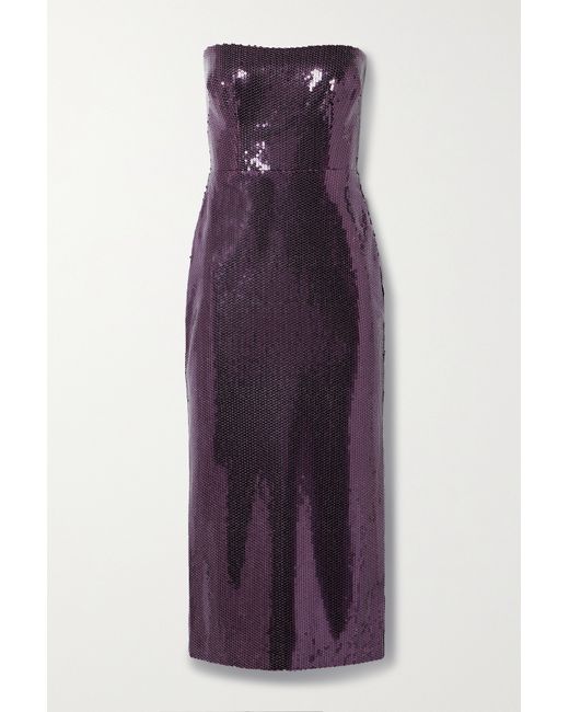 Alex Perry Strapless Sequined Crepe Midi Dress