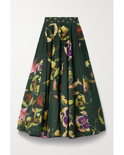 Agua by Agua Bendita Net Sustain Bergamota Marina Floral-print Cotton Midi Skirt