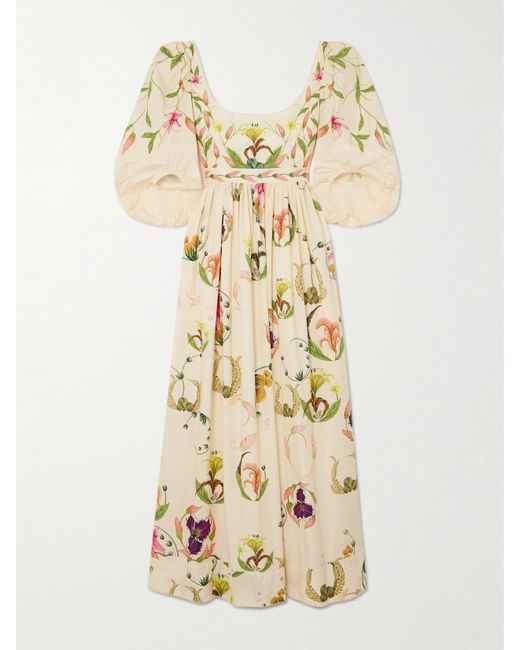 Agua by Agua Bendita Net Sustain Vivianne Marina Embroidered Floral-print Cotton-poplin Maxi Dress