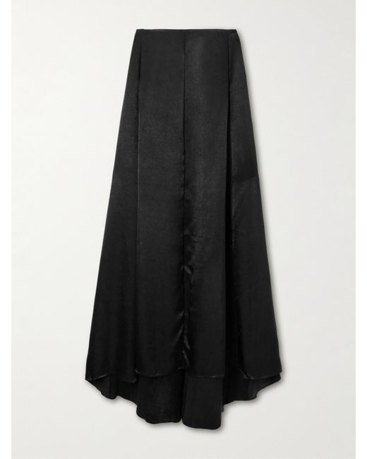 Ludovic De Saint Sernin Leather-trimmed Silk-satin Maxi Skirt