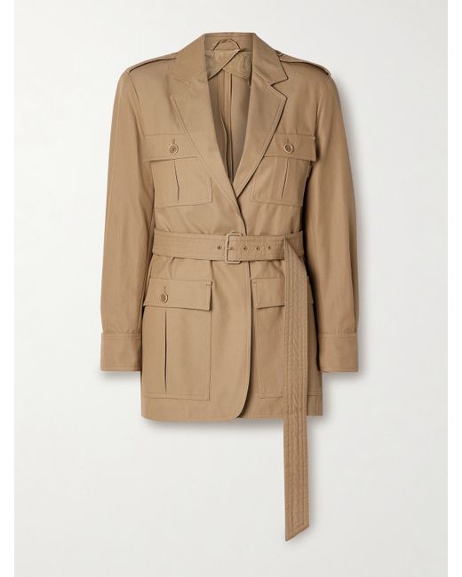 Max Mara Pacos Belted Cotton-canvas Jacket Bronze