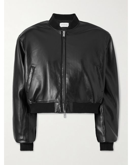 The Frankie Shop Micky Cropped Faux Leather Bomber Jacket