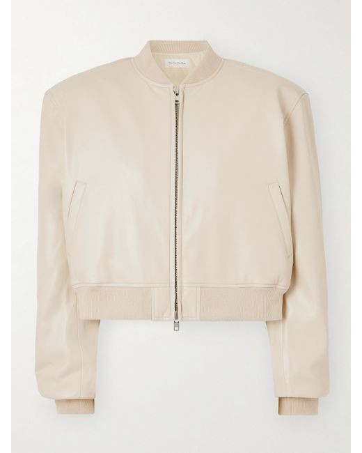 The Frankie Shop Micky Cropped Faux Leather Bomber Jacket