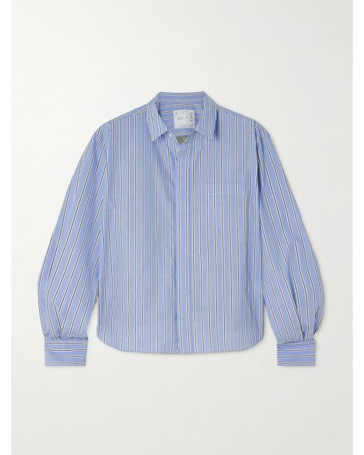 Sacai Shell-trimmed Striped Cotton-poplin Shirt